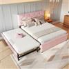 VIVCA Letto imbottito 140x200 cm, letto con rete a doghe (senza materasso), letto con cassettiera, velluto, minimalista, rosa