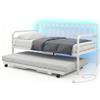 COSTWAY Letto Estraibile, Divano Letto Singolo con Luci LED e Stazione di Ricarica, Lettino Matrimoniale con Struttura in Metallo, 2 Pz 90x200 cm, per Soggiorno e Camera da Letto (Bianco)