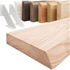 LAMO Manufaktur Mensola da parete con staffe bianche a V | Mensola 40 cm per bagno, corridoio, cucina stile industriale | Colore: grezzo, Bordo: naturale | Legno massello, qualità artigianale