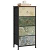 WOLTU Cassettiera, 4 Cassetti per Camera da Letto/Corridoio/Soggiorno, Marrone Rustico e Nero con Motivo Fiore Retrò, Struttura in Metallo, 45x30x95cm, SSK011pw
