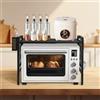LANTUS Scaffale estensibile per microonde, supporto per microonde fino a 25 kg, scaffale da cucina a piedi per forno a microonde, scomparti per spezie, 42-68 x 36 x 46 cm + nero