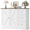 HOCSOK Credenza Cucina, Mobiletto con 3 cassetti e Ripiani, Multiuso Mobile Cucina Salvaspazio, Armadio di Stoccaggio Legno per Cucina, Soggiorno, Sala da Pranzo, Bianco e Marrone, 40x105x81cm