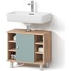Livinity Mobile sottolavabo per bagno Fucino, Quercia verde/oro, 60 x 54 cm
