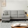 VIVCA Divano ad angolo a forma di L 166x118x77cm con chaise longue - Divano a 3 posti, tessuto di lino e cotone traspirante, gambe in plastica, design modulare, ideale per soggiorno, appartamenti e