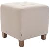 CLP Poggiapiedi Divano Pharao I Sgabello Pouf Capitonné Imbottito In Stoffa I Sgabello Basso Salotto Piedini in Legno, Colore:crema