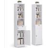 Xbro Mobile da Bagno Alto con Cassetto e Ripiani Regolabili | 34 x 30 x 163 cm, cassetto, vani aperti, ripiani regolabili, ante a lamelle, per bagno, cucina e soggiorno