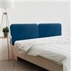 DHOME Testiera Imbottita Liscia Arrotondata in Velluto per Parete Acustica Testate Fonoassorbenti Testiera Letto Camera da Letto (Blu, 210cm Dual)