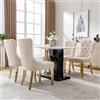 MSMOK Sedia da pranzo (sedia da cucina, sedia da soggiorno con anelli rotondi unici sul retro, 4 pz), sedia imbottita con borchie, gambe di supporto in acciaio inossidabile dorato, velluto, beige
