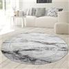 Teppich-Traum Tappeto Soggiorno Tappeto Effetto Marmo in Grigio Größe 160 cm Rund