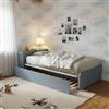 MOBILFINO CAMERETTE Letto Una Piazza e Mezza 120x190 con Contenitore e Secondo Letto Estraibile - Testata a Sinistra, Avio