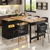 Cayipng Tavolo da bar allungabile con illuminazione a LED e rotazione a 360°,adatto anche come credenza,mobiletto o isola da cucina,lunghezza regolabile da 120 a 180 cm (Nero)