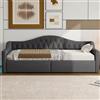 Idemon Divano letto imbottito 90x200 con barra luminosa decorativa e spazio di archiviazione sotto, (Grigio, 90x200 cm)