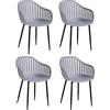 JZGORC Set di 4 Sedie Sala da Pranzo, Sedia da Cucina con Braccioli, con Schienale Cavo e Seduta in Polipropilene, Adatte per Soggiorno, Balcone, Giardino - Grigio