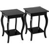 GIANTEX Tavolo Angolare Quadrato, Tavolini Bassi, Tavolini Bassi in Legno, Design a Due Livelli, Multiuso, per Soggiorno, Camera da Letto, Dimensione Compatta (Nero 2)