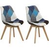 Totò Piccinni Sedia FUTURA con cuscino imbottito e gambe in LEGNO di faggio dal desing scandinavo (2, Tessuto Patchwork Moon)