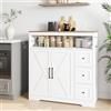 TIMORWTF - Credenza, Mobile da Cucina con 3 Cassetti e 2 Ante, Mobile da Salotto per Stoccaggio, Stile Campagna, per Salotto, Cucina, Corridoio, Mensola Regolabile, 100x40x105cm, MDF, Bianco