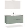 AQA DESIGN mobile bagno composizione 4 pezzi, mobile bagno con lavabo, base sospesa con frontali in MDF cannettato, set mobili bagno nr2 cassetti - Verde - 121x46,5x190 cm