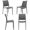 REDÒKASA Set 4 sedie in polipropilene MOON impilabile resistente ai raggi UV design moderno ideale per sala da pranzo, cucina, giardino, bar (Grigio Metal, 4)