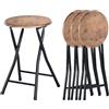 ZZINOKE Set Di 4 Sgabello Pieghevole,Sgabello Cucina, Nessun Montaggio Richiesto,Sgabello Pieghevole Portatile,30×30×46 cm, Adatto per Cucina,Bistrot,Giardino e Esterni (Marrone Vintage e Nero)