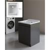 Arredamenti Delmar Delmar Mobile Lavatoio Legno Nobilitato Grigio, 45x50 45x60 50x50 60x45 60x50 60x60 75x60 80x50, H85 cm, Con Lavabo Pilozzo Resina, Made in Italy, Già Montato x Bagno Lavanderia (L. 45 x P. 60 cm)