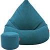 Slevobox Pouf Poltrona Sacco con Poggiapiedi Turchese 95x95x120 cm - Poltrona Pouf Sacco XXL - Morbido e Confortevole - Bean Bag per Adulti e Bambini - Fodera Lavabile - Mobili per Soggiorno