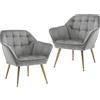Ya-Home Set di 2 Poltrone Imbottita in Velluto Sedia da Salotto Poltroncina Moderna con Gambe in Metallo Dorato Poltrone con Braccioli Poltrocine per Camera da Letto/Soggiorno, Grigio
