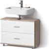 Livinity Mobile sottolavabo per bagno Eisak, Bianco/Sonoma, 80 x 60.8 cm