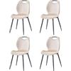 JZGORC Set di 4 Sedie Sala da Pranzo, Sedie da Cucina, Sedia imbottita,Sedia da Soggiorno, Velluto olandese in Tessuto e Gambe in Metallo, Ideale per Sale da Pranzo, Cucine e Soggiorni, Beige