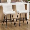 Ya-Home Set di 2 Sgabelli Cucina Sgabelli da Bar Sgabelli Alti in Cinglia Sedia Imbottiti con Gambe in Metallo Sedie da Bar Moderni con Schienale per Cucina Bancone, Beige