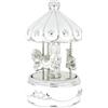 Generico Giostra Musicale Decorativa LED in Ceramica Bianca, Carillon Carosello, 17 cm, Alexia Argenti