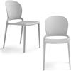 REDÒKASA Set 2 sedie in polipropilene JASMINE, impilabile, resistente ai raggi UV, design moderno, ideale per sala da pranzo, cucina, sala d'attesa, bar, ristoranti o giardino (Bianco, 2)