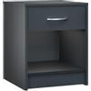 Casaria® Comodino Camera da Letto 50x40x35cm Comodini con Cassetto Ripiano Tavolino da Notte Comò da Letto Comodini Tavolino con Cassetto Antracite