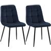 CLP Set di 2 sedie da pranzo Tilde imbottite con schienale, portata fino a 150 kg | Colore blu Materiale Velluto