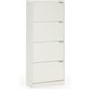 HOMN LIVING Scarpiera Ángel con 4 porte, Bianco, Mobili Ausiliari, 63 cm (larghezza) 24 cm (profondità) 150 cm (altezza)