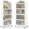 HOMASIS Scaffale da Cucina a 5 Livelli, Mobile Cucina con Ruote e Pedane, Mensola Microonde in Metallo con Ante Pieghevole in PC, Scaffale Salvaspazio per Salotto, Ingresso, 60 x 32 x 154 cm (Bianco)