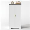 Senmate Credenza Moderna con Luce LED a Sensore, Armadio da Cucina con Ripiani Regolabili, Mensola Spezie Integrata e Design Ante Scanalate - Bianco, 120 x 60,5 x 40 cm