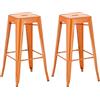 CLP Set di 2 sgabelli da bar Joshua I Sgabelli da bar impilabili in metallo I Sgabelli da bar con poggiapiedi I Altezza seduta 76 cm I Sgabello impilabile Colore arancione