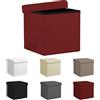 Home Tresor - Pouf Contenitore Poggiapiedi, Sgabello Portaoggetti Salvaspazio, Puff Cubo per Divano, Salotto, Camera in Ecopelle Impermeabile Cm. 38 x 38 x 38 Bordeaux