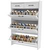 HIKUUER Scarpiera con 2 cassetti, 3 cassetti, 80 x 24 x 120 cm, colore bianco, scarpiera regolabile, circa 16-20 paia di scarpe, capacità Shoe Cabinet