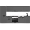 B BELINI GROUP Belini, Rose - Cucina monoblocco, 300 cm, cucina componibile, senza elettrodomestici, con armadietti pensili e mobiletti, con piani di lavoro, argento opaco