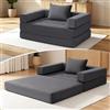 HOMMPA Divano letto pieghevole convertibile 5 in 1 con cuscini - Pouf comodo - Divano letto confortevole - Divano da terra - Letto per ospiti per camera da letto, soggiorno - Grigio - 128 cm