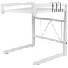 HUOLE Microonde Forno Scaffale Cucina Mensola: Salvaspazio Tavolo Fornetto Supporto Mensole Mobiletto Ripiano Casa Spazio Ripiani per Forno a Micronde Allungabile con Appendi Ganci 42 cm (40-65 cm)
