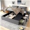 Wyibwy Letto matrimoniale imbottito,160x200cm,con testata,tre cassetti, contenitore idraulico,giroletto matrimoniale,cameretta completa,senza materasso,in velluto,grigio