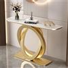 TUPAFJU Moderno tavolo da consolle decorativo in ferro con piano in pietra, tavolo stretto dietro il divano, per ingresso, corridoio, soggiorno(Gold,120CM-A)