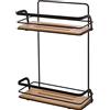 Inbagno Mensola Doccia portaoggetti, in Acciaio, 2 Ripiani in bambù L 26 x p 10 x H 36 cm, Include Kit Fissaggio, Linea Haiti
