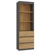 3E 3xE living.com Libreria con 2 cassetti in antracite e rovere artisano (larghezza x altezza): 60 x 180 x 35 cm