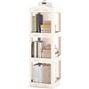HOMASIS Libreria Girevole a 360° a 4/5/6 Livelli, Libreria Verticale con 3/4/5 Cubi e Ripiano, Mobile Angolare in Plastica, Scaffale Pieghevole per Soggiorno, Bagno (Beige, 36,5 x 36 x 108 cm)