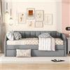 Moimhear Divano letto con letto singolo estraibile, imbottito, da 90 x 200 cm (190), grigio