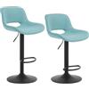 WOLTU Set di 2 Sgabelli da Cucina, Sedia da Bar in Lino, Sgabello Regolabile in Altezza, con Schienale, Seduta Imbottita Girevole a 360°, per Bistrot, Pub, Base in Metallo, Blu, BH438bl-2