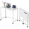 PIPIPOXER 90x56x75cm Scrivania Pieghevole con Ruote, Scrivania Computer con Slot per Schede, Scrivania da Ufficio per Studenti e Lavoratori, Tavolo da Scrivania Pieghevole,Struttura in Metallo,Bianco